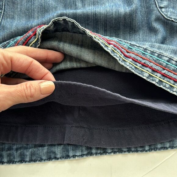 PUMPKIN PATCH Pinafore Dress US Sz‎ 9 Denim Look Lined Zip Pockets Button Trim - Picture 8 of 16